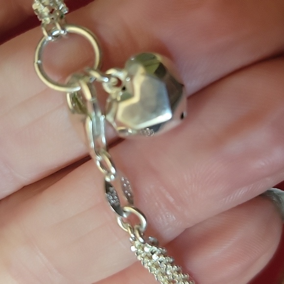 .925 Sterling Silver MILOR Anklet with Heart Charm - Picture 3 of 3
